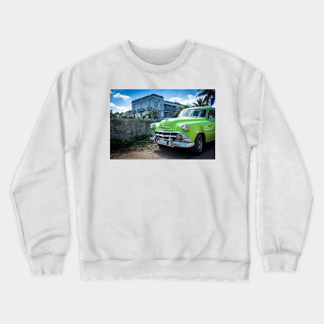 American car from the 50's in Havana, Cuba Crewneck Sweatshirt by connyM-Sweden